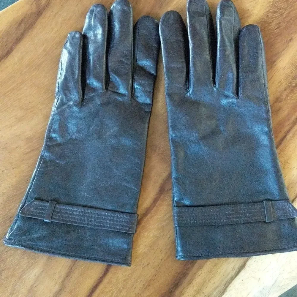 Nine West Butter Leather Gloves Espresso Color Size L